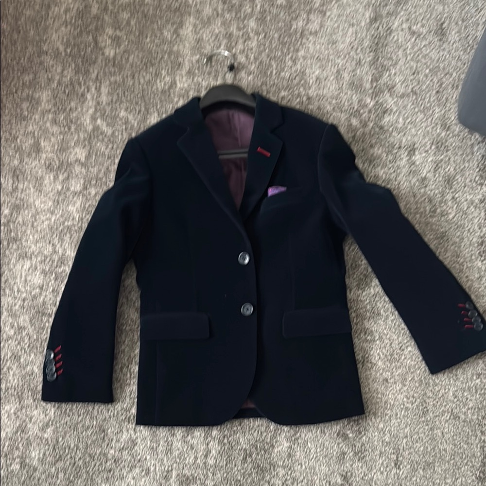 Dark navy/green  Blazer with Red Accents